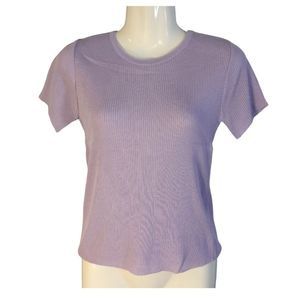 Lilac Ribbed Short-Sleeved Knit Top